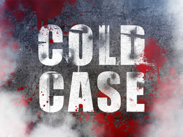 Cold Case text with red splatters and smoke