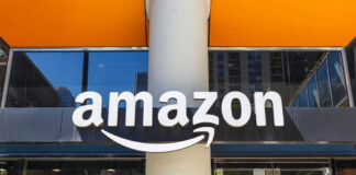 Amazon storefront with recognizable logo and glass windows