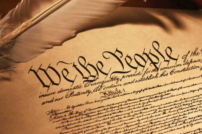 US Constitution We the People with feather quill