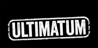 The word ULTIMATUM in bold white letters on a black background