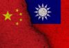Split image showing the flags of China and Taiwan