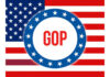 GOP’s House Majority SHRINKS American flag with GOP in a star circle.
