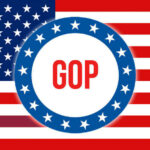 GOP’s House Majority SHRINKS American flag with GOP in a star circle.