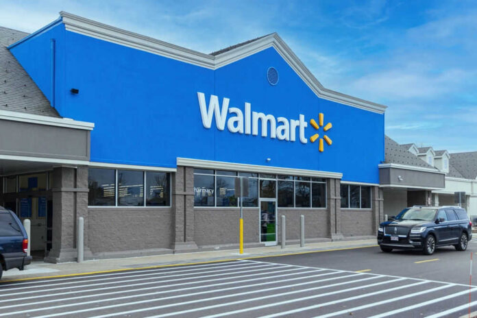 Walmart store exterior with parked cars