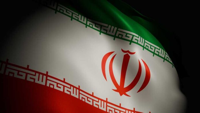 The flag of Iran displayed with its green, white, and red colors