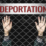 MASSIVE Deportation Numbers EXPOSED Hands reaching through a chain-link fence with the word 'DEPORTATION' above