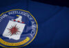 Central Intelligence Agency emblem on a blue flag