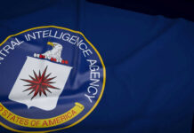Central Intelligence Agency emblem on a blue flag
