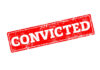 Red stamp with the word 'CONVICTED' in bold white letters