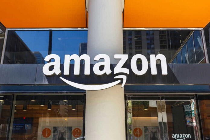 Amazon storefront with recognizable logo and glass windows