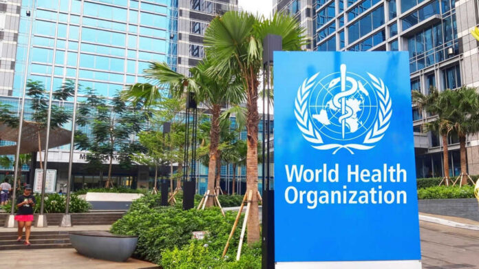 shutterstock_2487233681 World Health Organization sign outside modern building