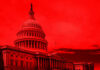 Silence Shatters: Senaror’s Hospital Mystery United States Capitol building under red-tinted sky.