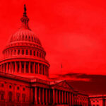 Silence Shatters: Senaror’s Hospital Mystery United States Capitol building under red-tinted sky.