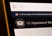 Pentagon Math Smells Off Close-up of a government website displaying the U.S. Department of War