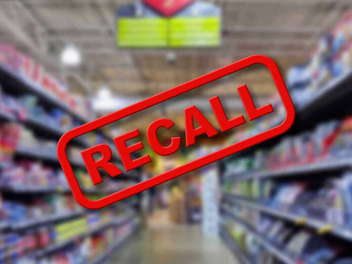 2187226441-1 Blurred store aisle with RECALL stamp overlay.