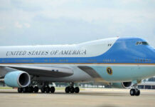 Iran Plot? Air Force One Becomes Decoy Airplane labeled United States of America on runway