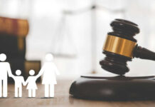 VIDEO: Mom Branded Abuser For WHAT?! Gavel with family symbols and legal book background.
