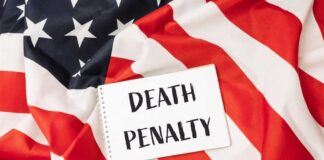 Notebook with message on an American flag background