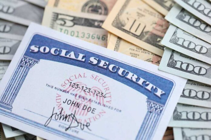 American,Us,Dollars,Money,Bills,And,Us,Social,Security,Number A social security card placed on top of various denominations of U.S. currency