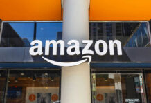 Sky-Drop Groceries Hits Amazon’s Home Turf Amazon storefront with recognizable logo and glass windows